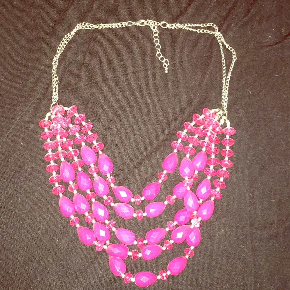 Hot pink stacked necklace